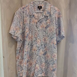 Lee Men's Tropical Floral Shirt - White and Blue 2XL